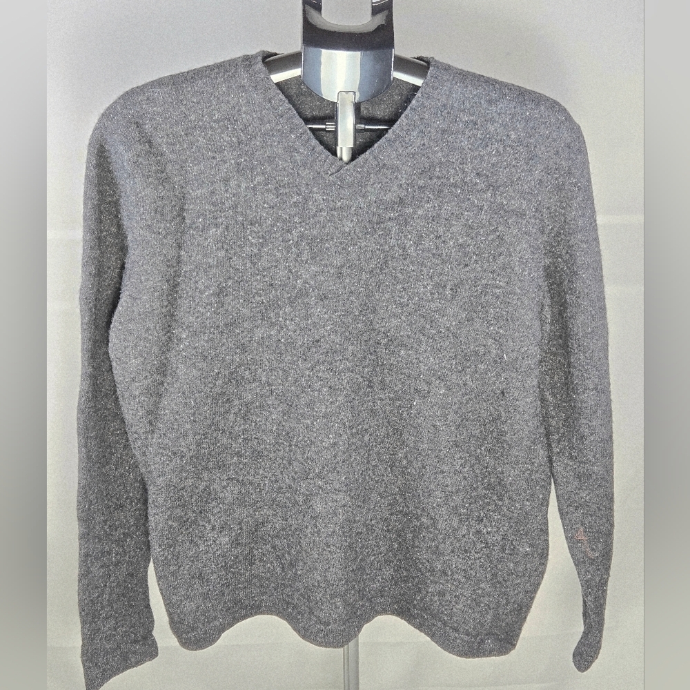 111 State Wool Silk Blend‎ V-Neck Preppy Heritage V-Neck Sweater, XL